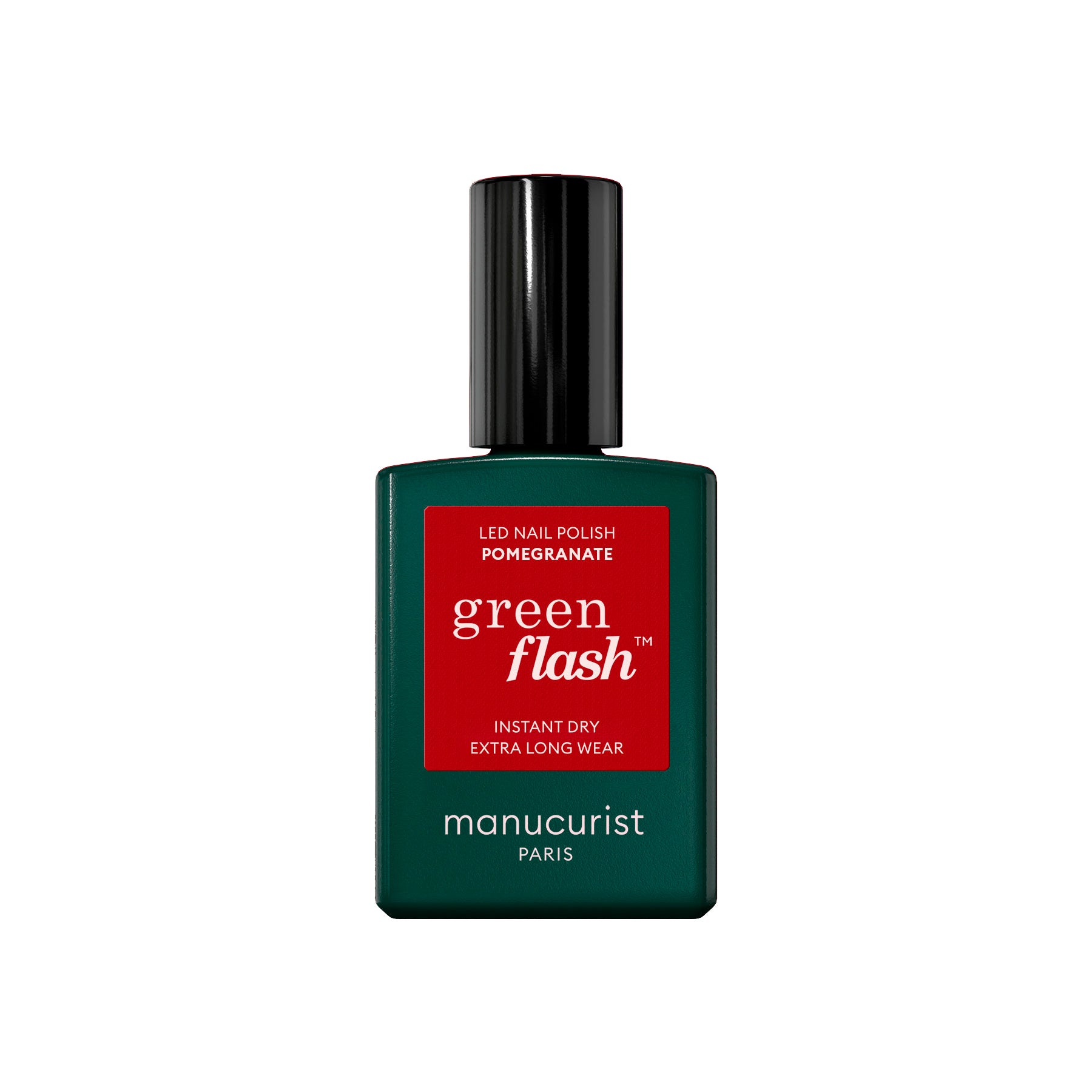 Manucurist Green Flash LED gel lak na nehty - Pomegranate (15 ml) - červená barva