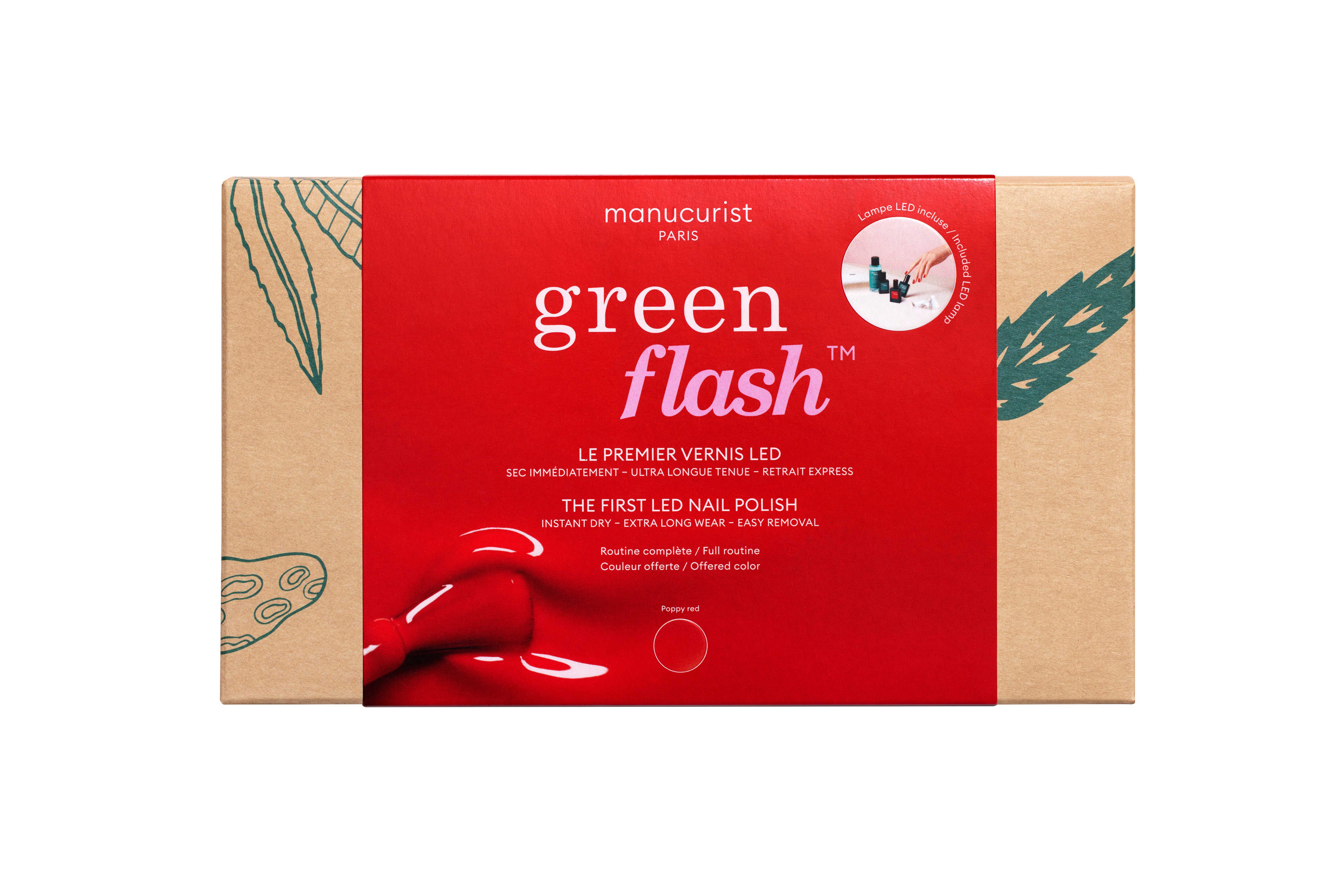 Manucurist Dárková sada Green Flash Starter Kit 24W - Poppy Red - domácí nehtové studio