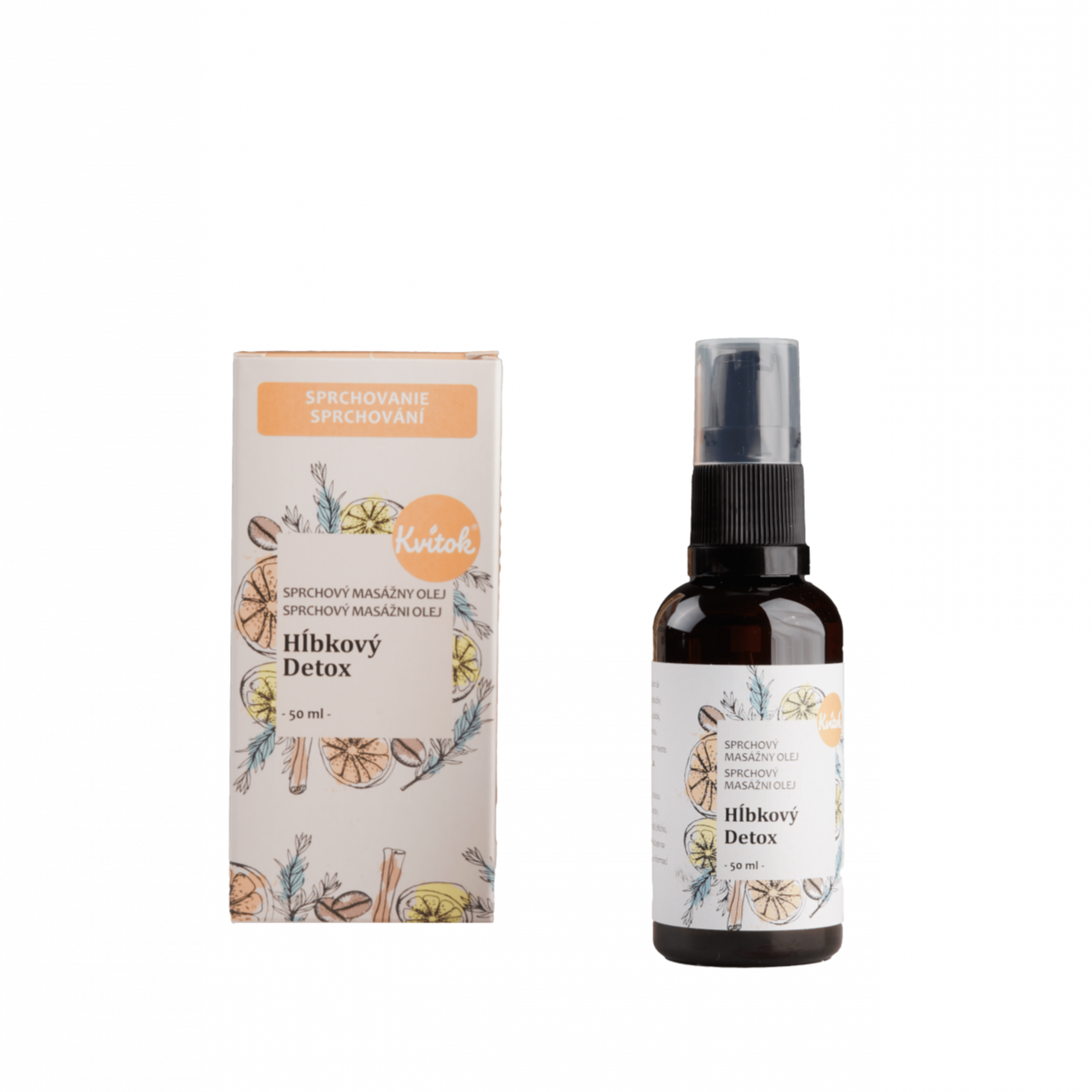 Kvitok Sprchový masážní olej proti celulitidě Hloubkový detox (50 ml) - II. jakost