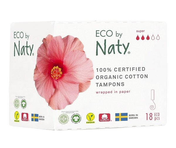 Eco by Naty Tampony Super (18 ks) - II. jakost - 100% z biobavlny, 3 kapičky
