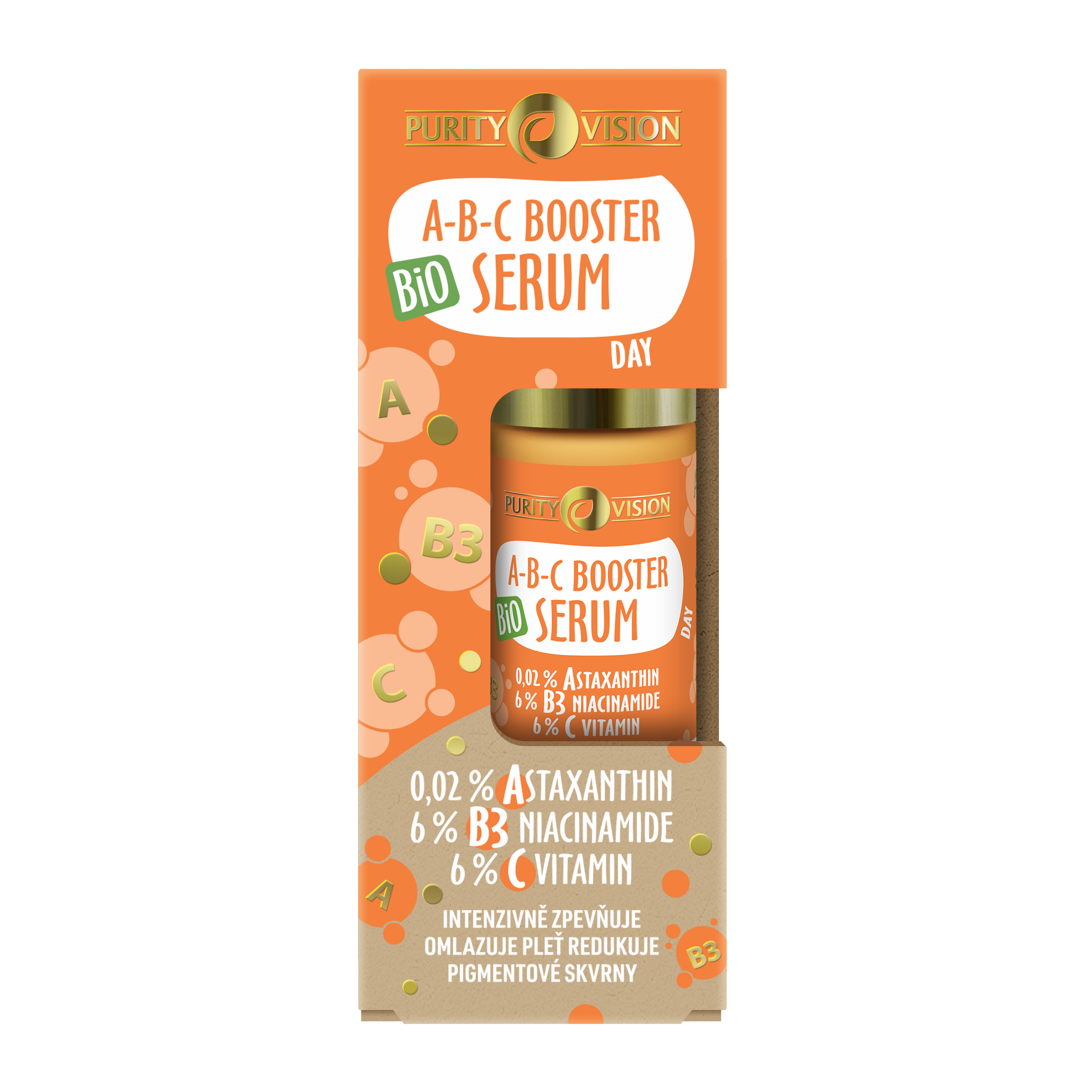 Purity Vision Denní pleťové sérum ABC Booster Day BIO (30 ml) - s astaxanthinem, niacinamidem a vitamínem c