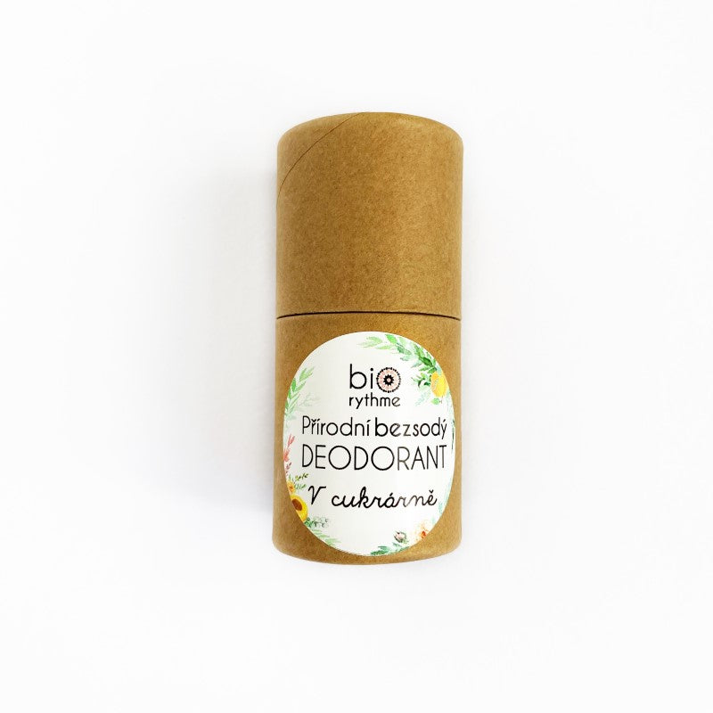 Biorythme Tuhý deodorant bez sody V cukrárně - 35 g - svěží ovocná a květinová vůně