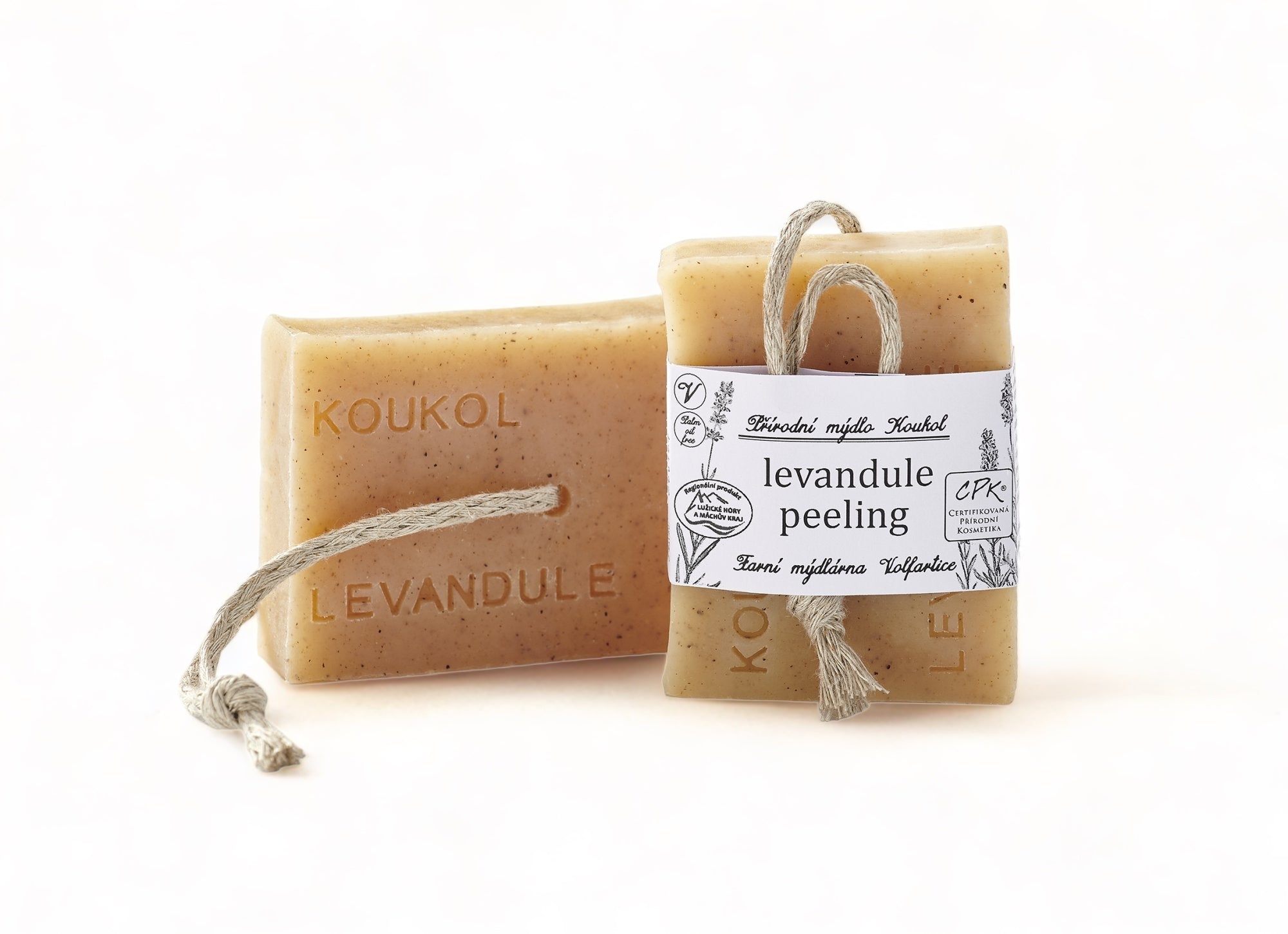 Mýdlárna Koukol Tuhé mýdlo peelingové - Levandule (90 g) - skvělé proti celulitidě