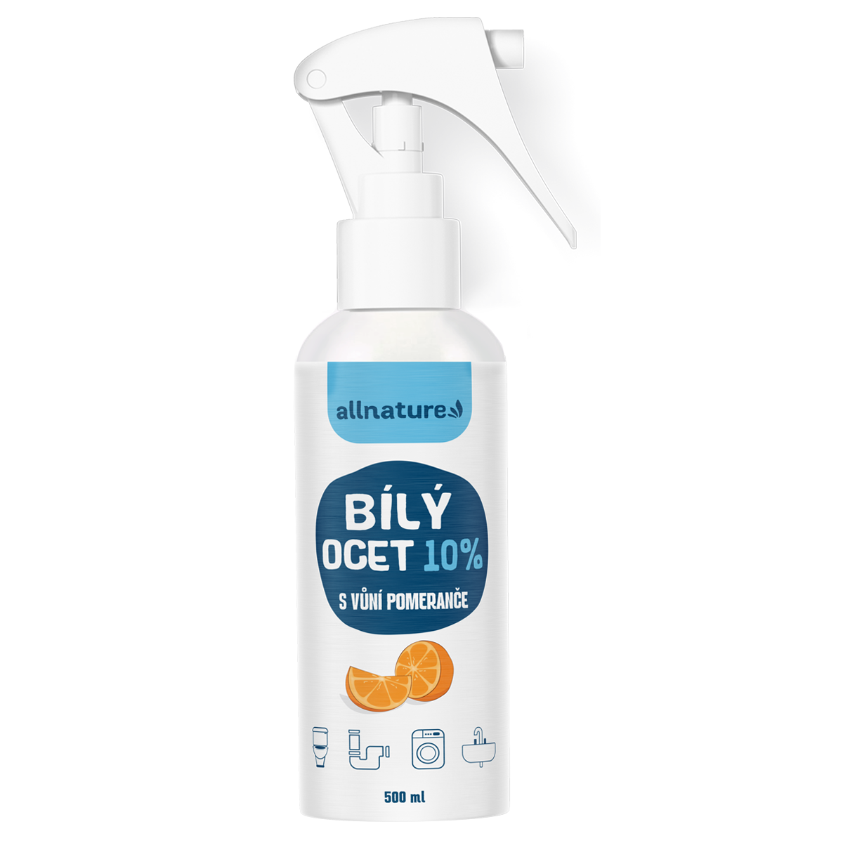 Allnature Bílý ocet sprej 10% s vůní pomeranče (500 ml) - II. jakost - univerzální přírodní čistič