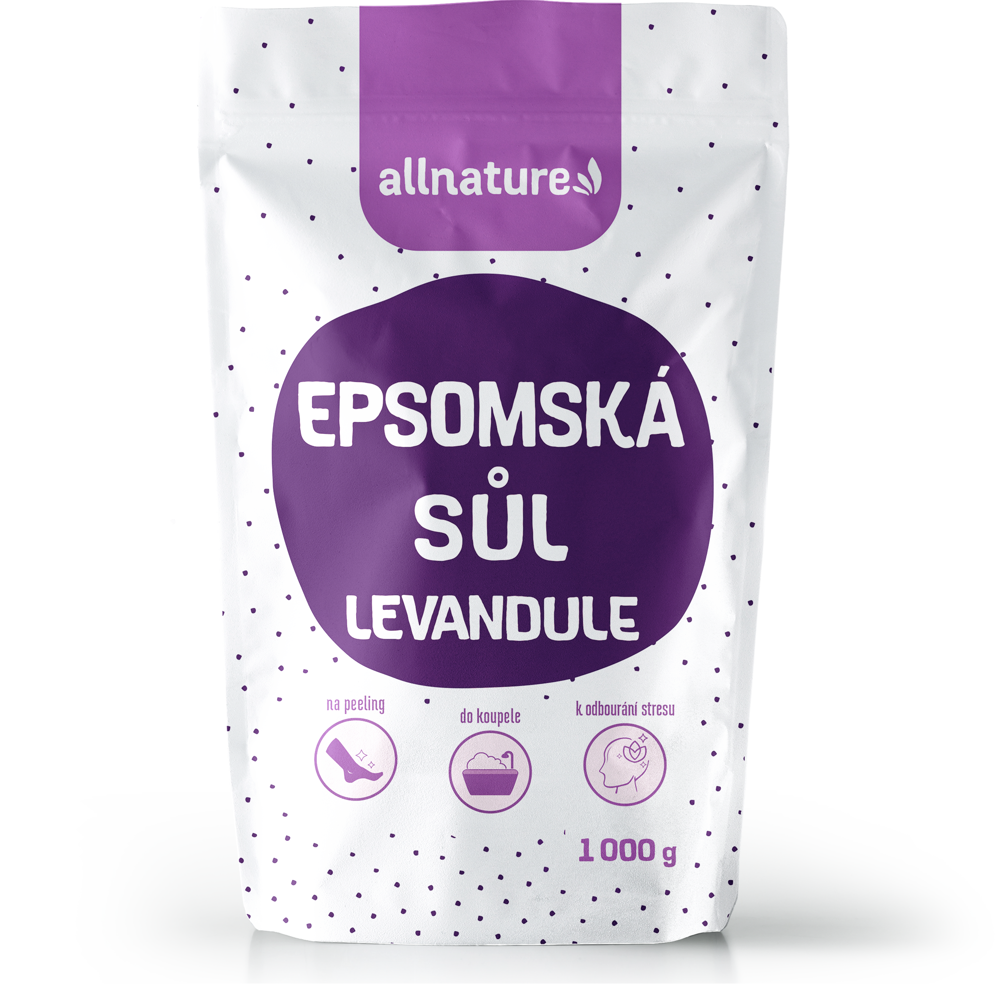 Allnature Epsomská sůl Levandule - 1 kg - pro uvolnění a zklidnění