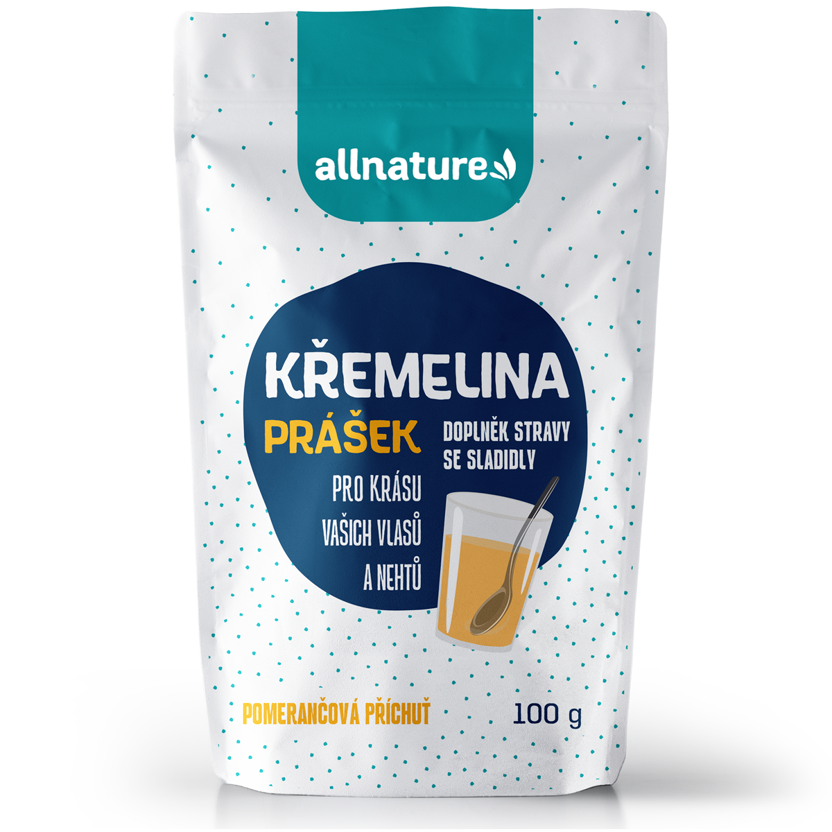 Allnature Křemelina - příchuť pomeranč (100 g) - pro krásnou pleť, vlasy a nehty