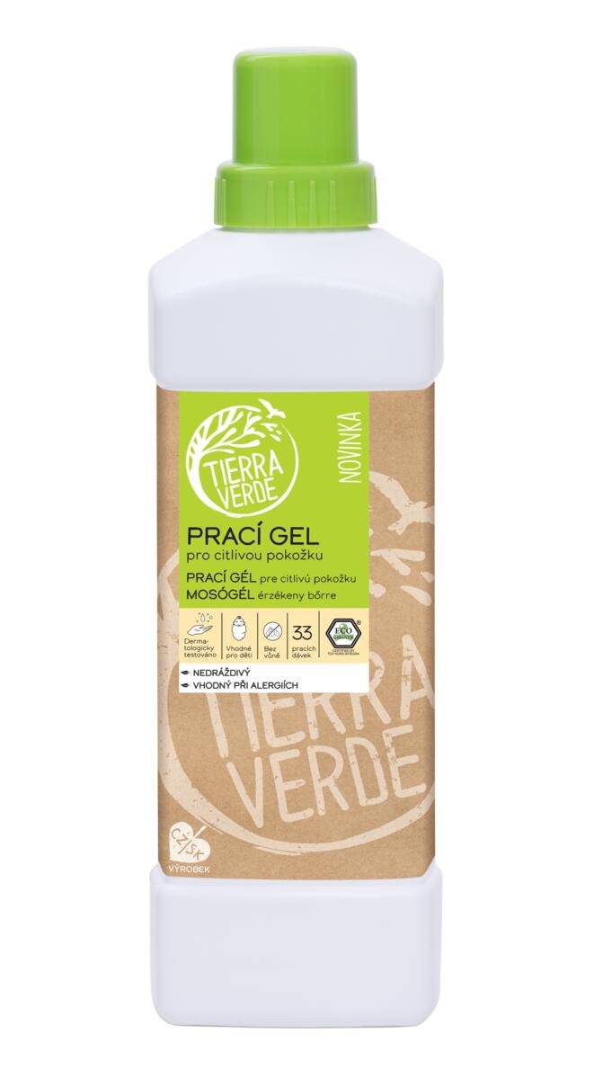 Tierra Verde Prací gel pro citlivou pokožku (1 l) - II. jakost - ideální pro ekzematiky, alergiky a děti