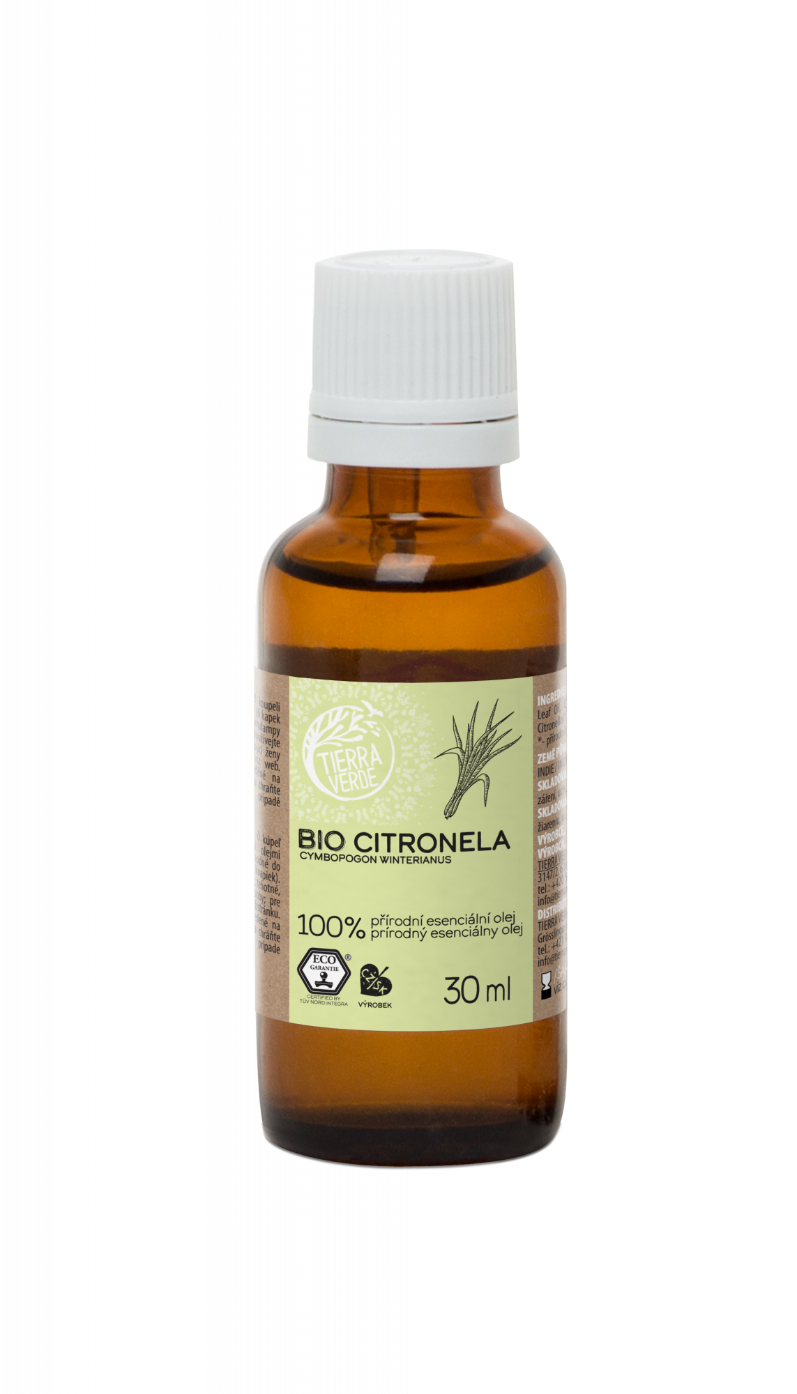 Tierra Verde Esenciální olej Citronela BIO 30 ml - silné repelentní účinky