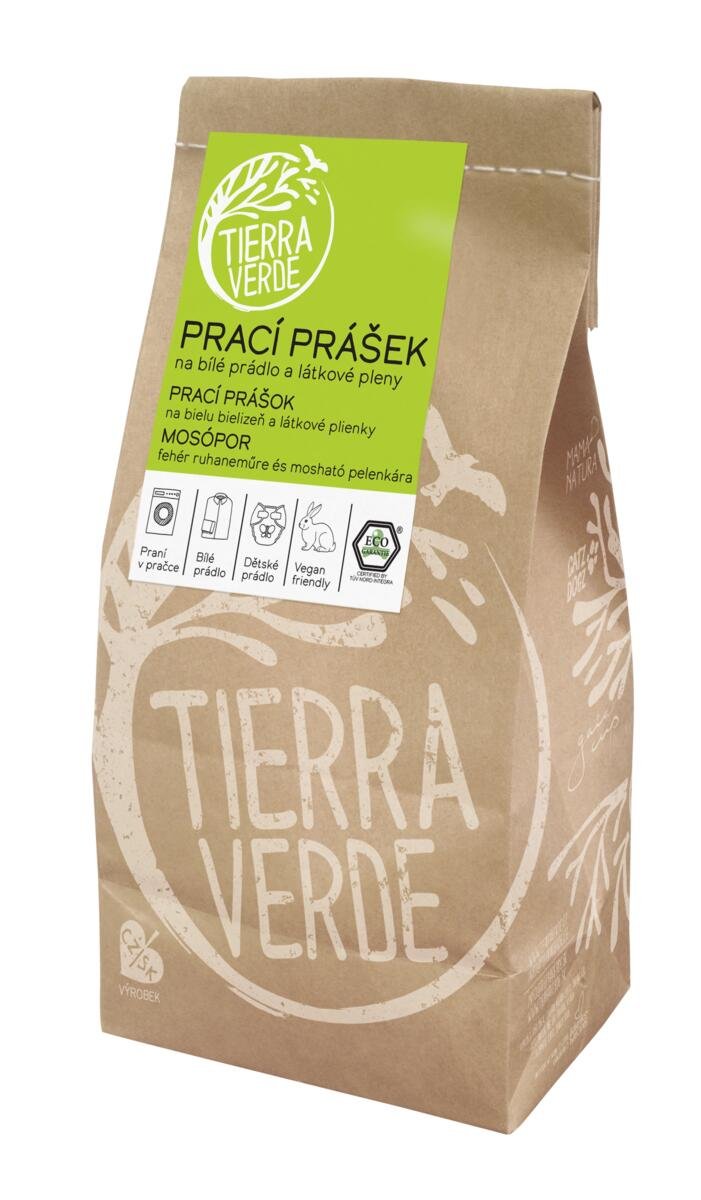 Tierra Verde Prací prášek na bílé prádlo a látkové pleny - INOVACE pap. sáček 850 g