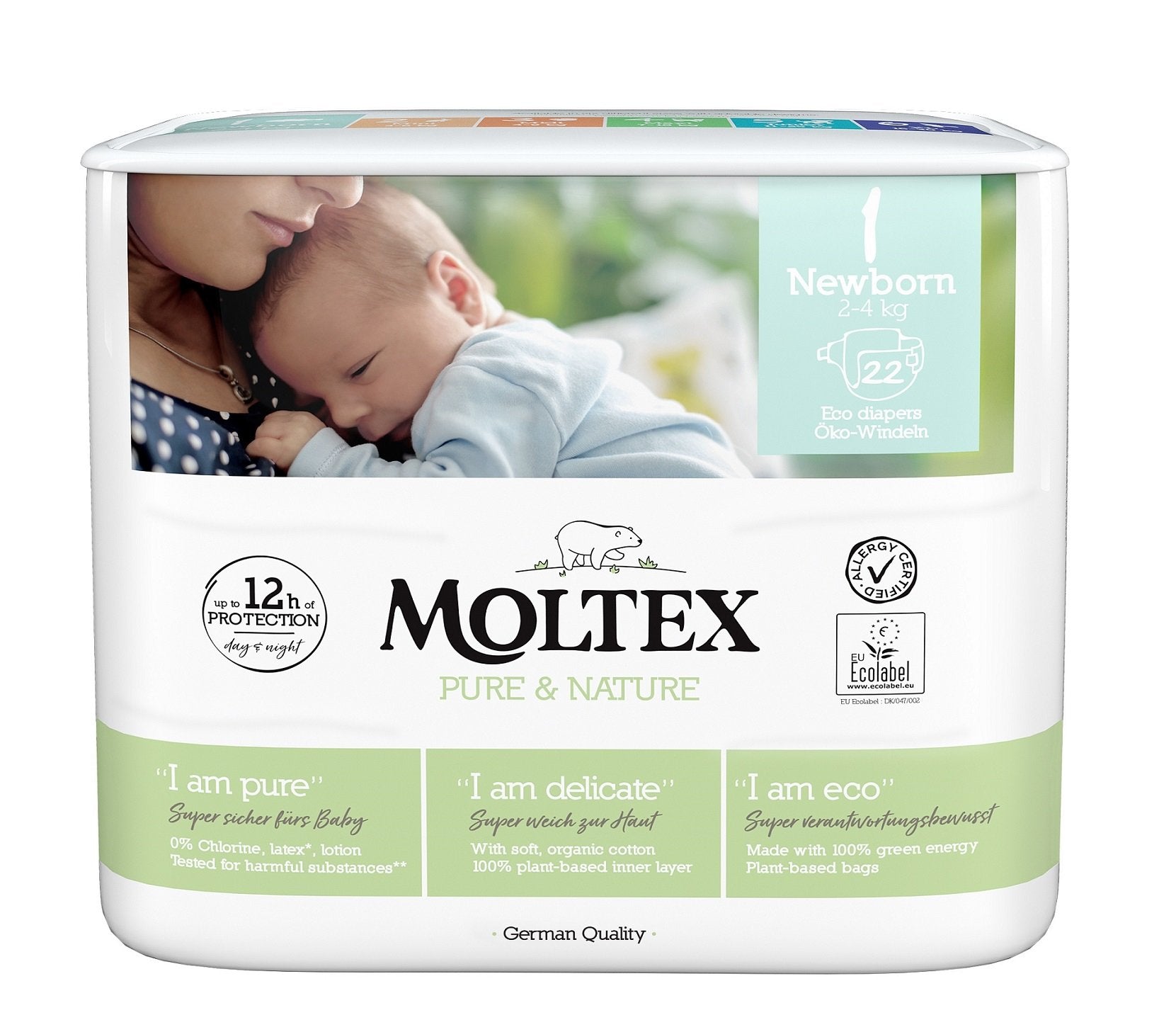 Moltex Ekoplenky Pure & Nature - pro novorozence (2-4 kg) (22 ks)