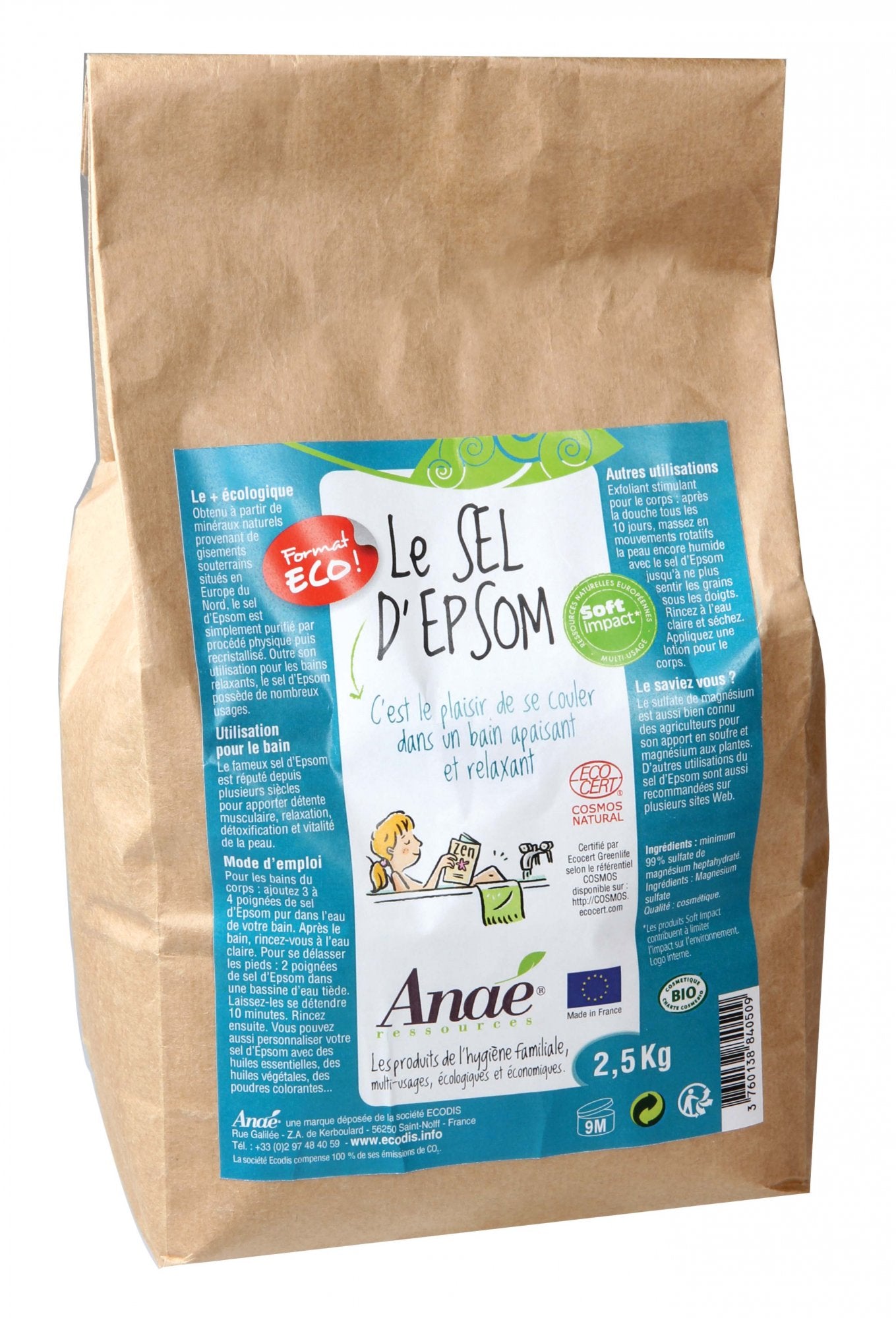 Anaé by Ecodis Epsomská sůl pytel 2,5 kg - do koupele, peelingu i na zahradu