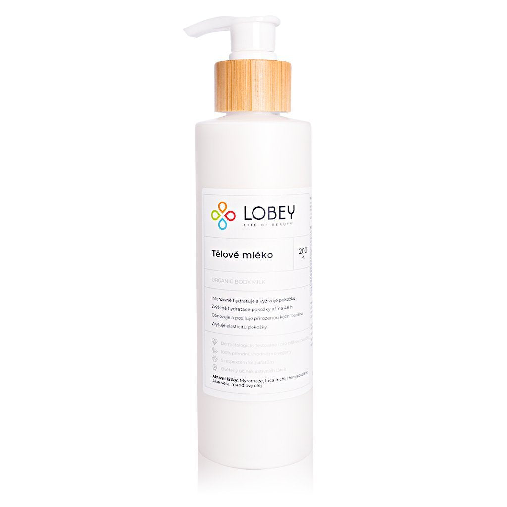 Lobey Tělové mléko (200 ml) - vláčná a hedvábná pokožka