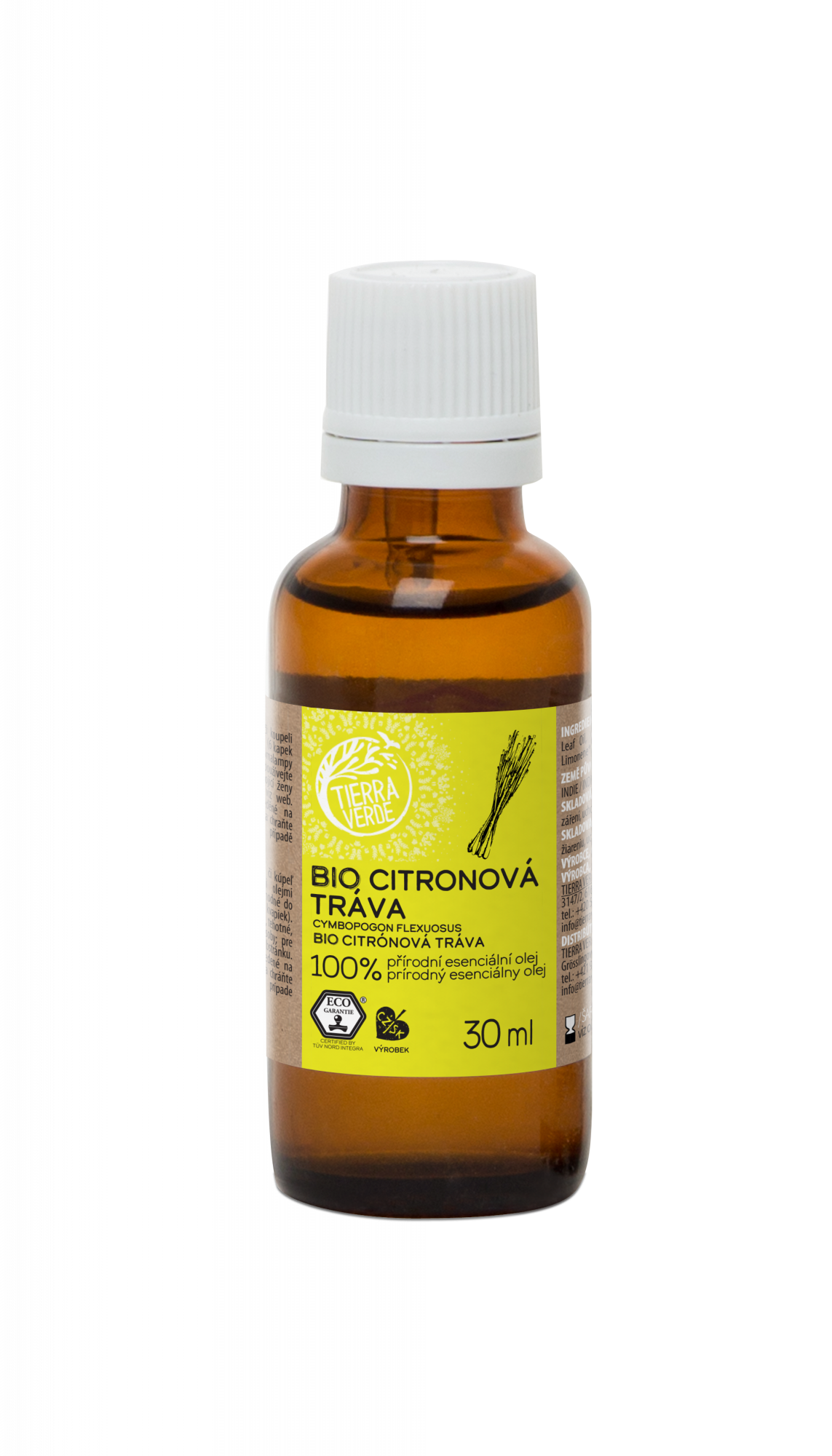 Tierra Verde Esenciální olej Citronová tráva BIO 30 ml - pomůže při vyčerpání