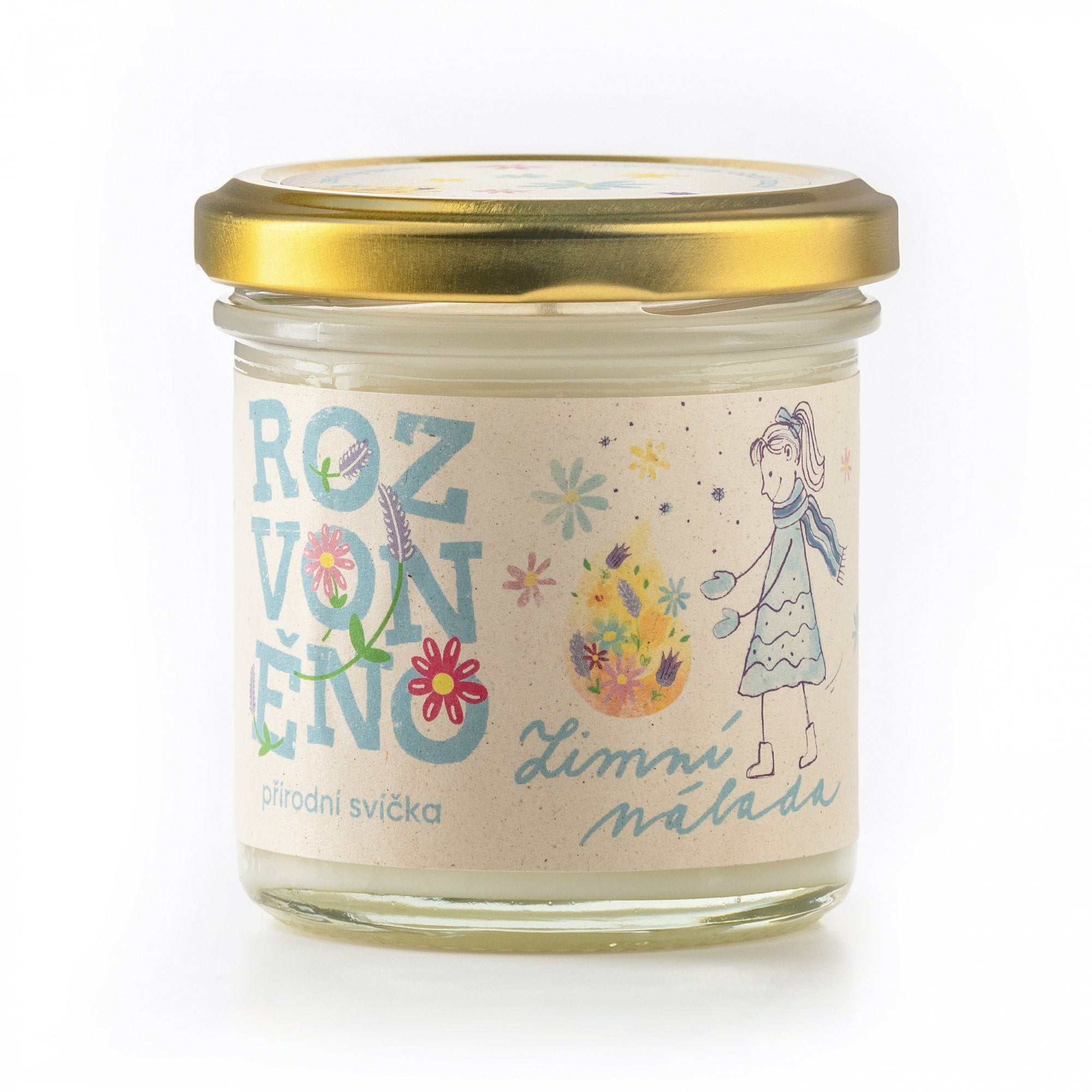 Rozvoněno Vonná svíčka - Zimní nálada (130 ml) - s pomerančem, hřebíčkem a skořicí