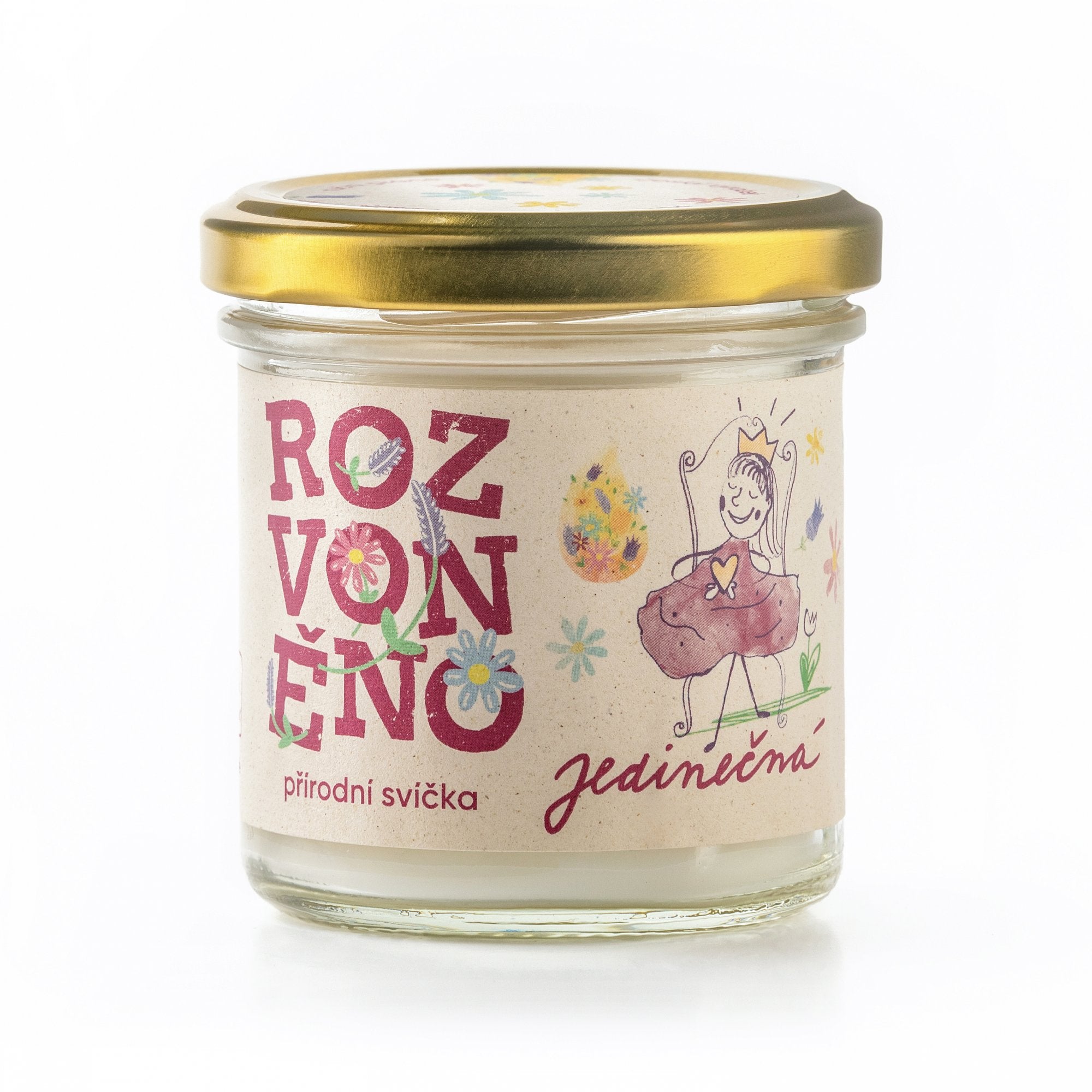 Rozvoněno Vonná svíčka - Jedinečná (130 ml) - s geránií a palmovou růží