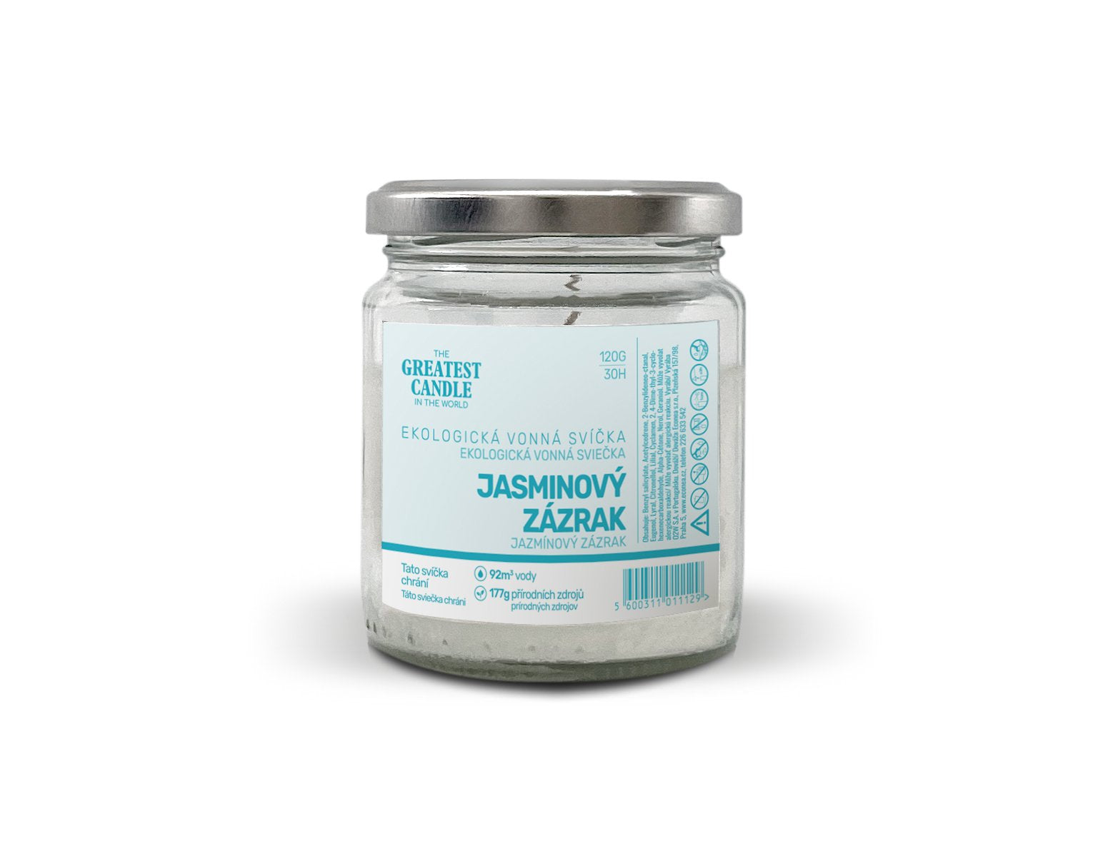 The Greatest Candle Zero-waste svíčka ve skle (120 g) - jasmínový zázrak - vydrží hořet cca 30 hodin