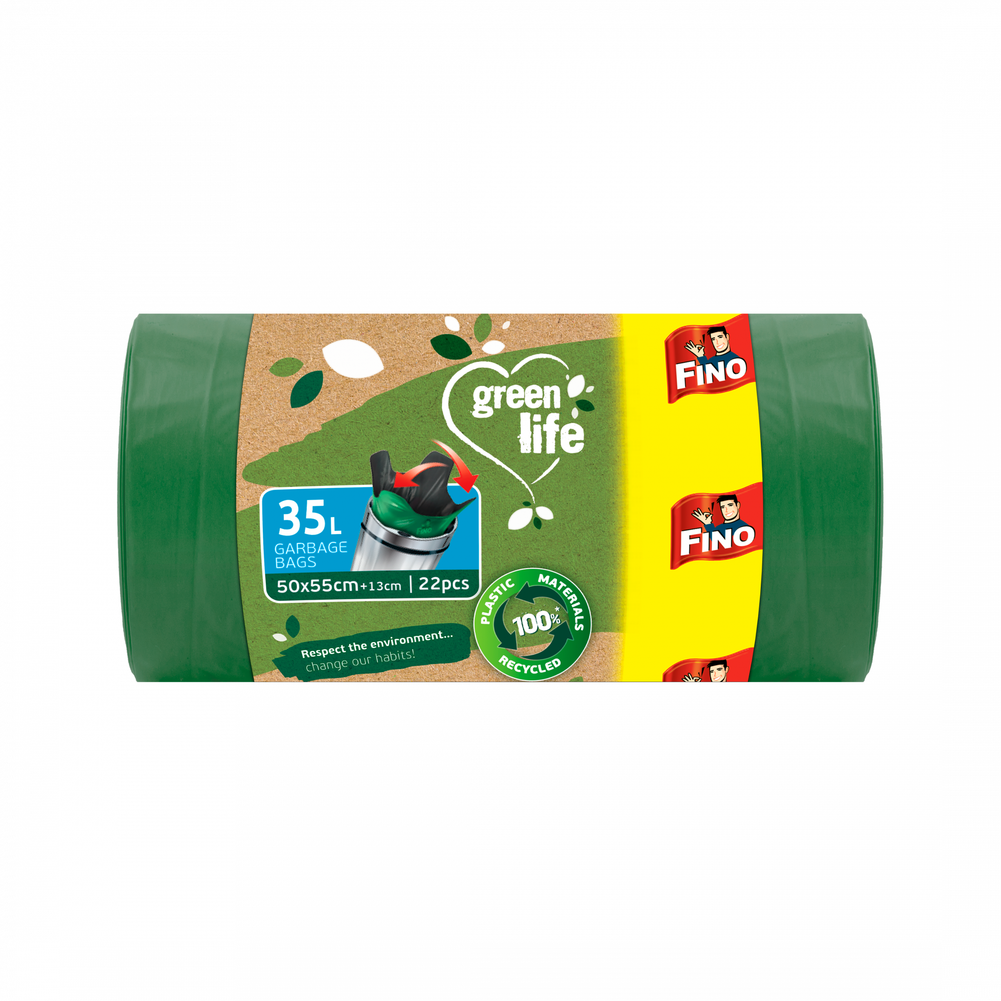 FINO Pytle na odpadky Green Life Easy pack 25 μm - 35 l (22 ks)