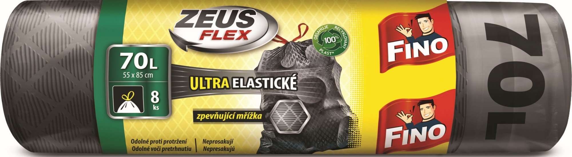 FINO Pytle na odpadky zatahovací Zeus FLEX 35 μm - 70 l (8 ks)