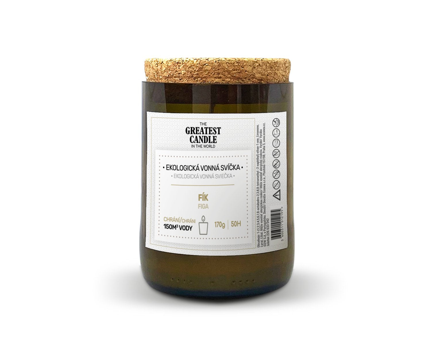 The Greatest Candle Svíčka v lahvi od vína (170 g) - fík - vydrží hořet cca 50 hodin