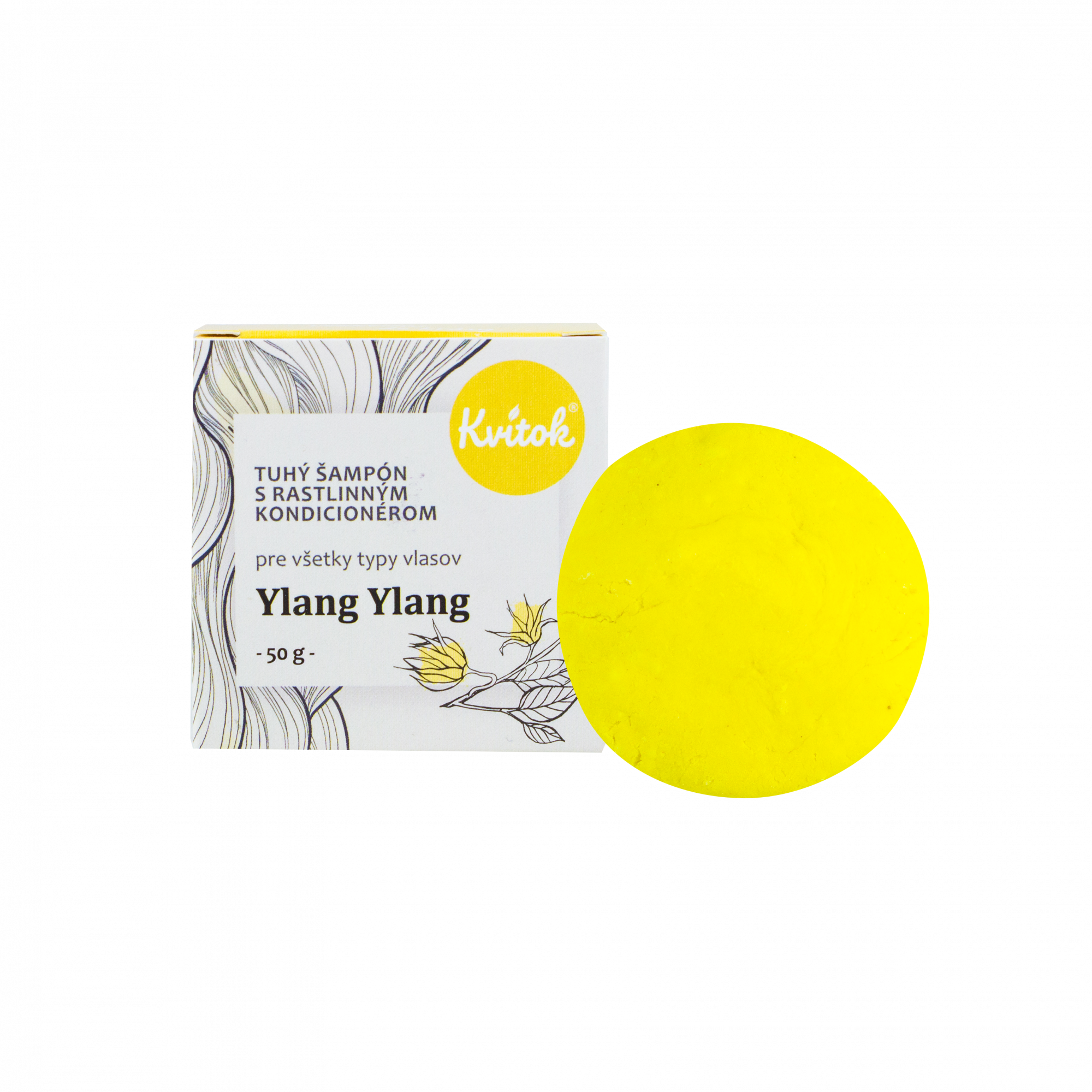 Kvitok Tuhý šampon s kondicionérem pro světlé vlasy Ylang Ylang 50 g - krásně pění