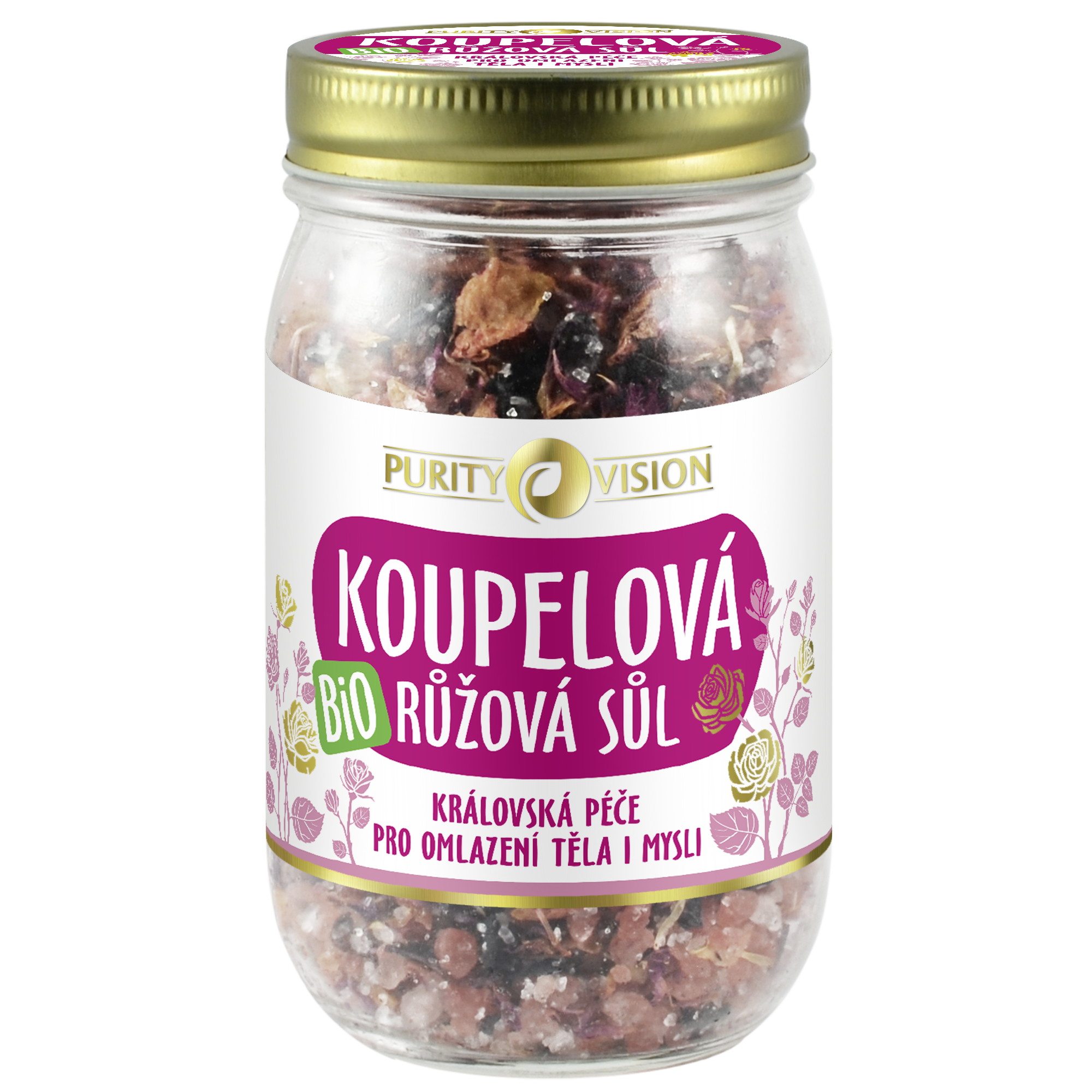 Purity Vision Růžová koupelová sůl (400 g) - omlazení těla i mysli