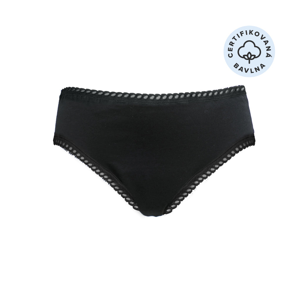 Anaé by Ecodis Menstruační kalhotky Panty na slabou menstruaci - černé S - z certifikované biobavlny