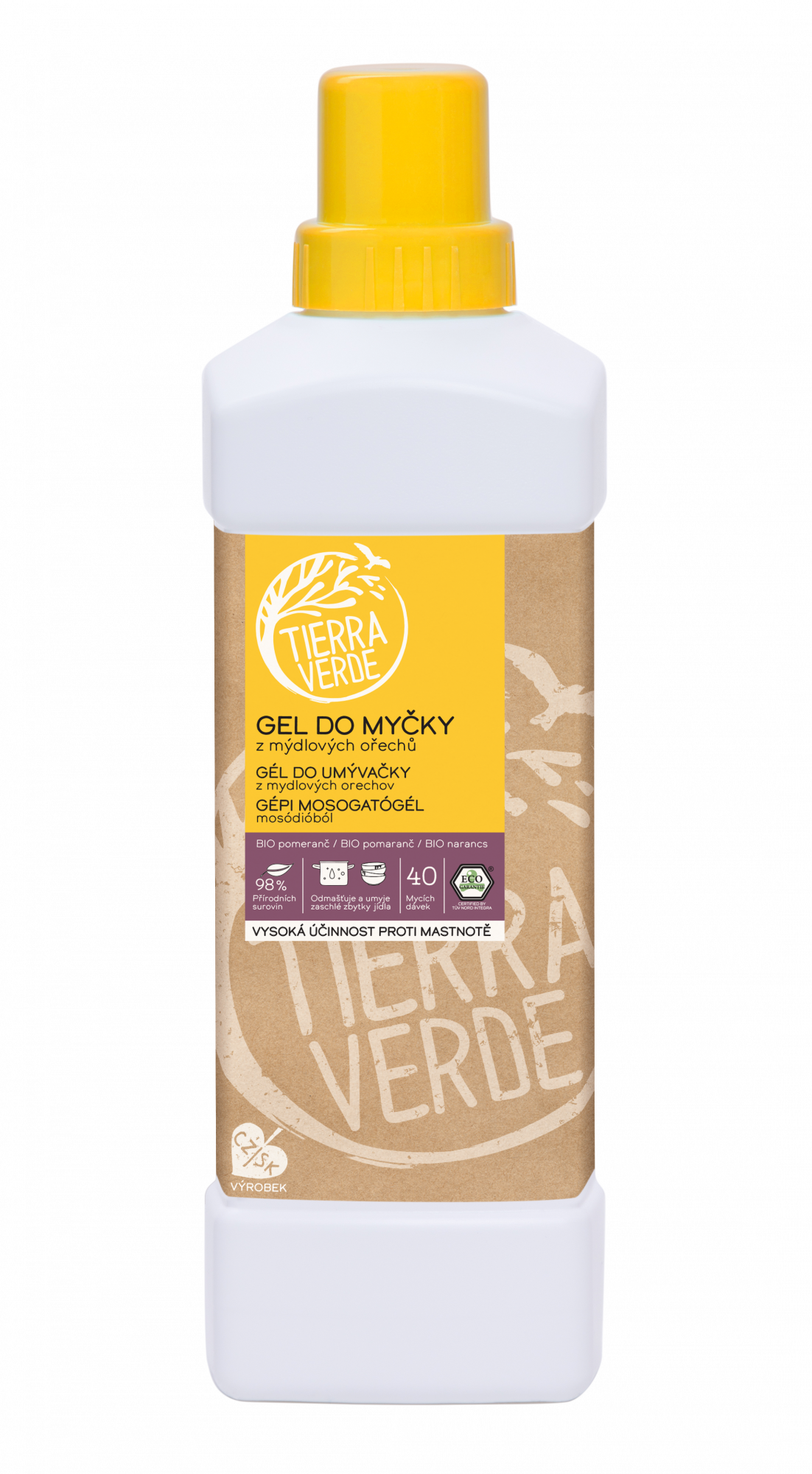 Tierra Verde Gel do myčky na nádobí - INOVACE 1 l - z mýdlových ořechů v bio kvalitě