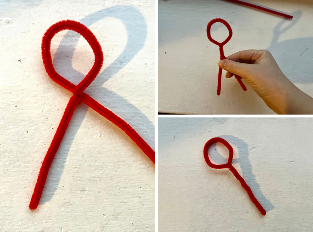 Form a circle in the center of the pipe cleaner and twist down