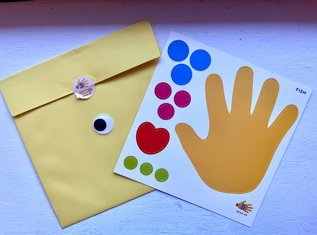 Materials for fish handprint craft