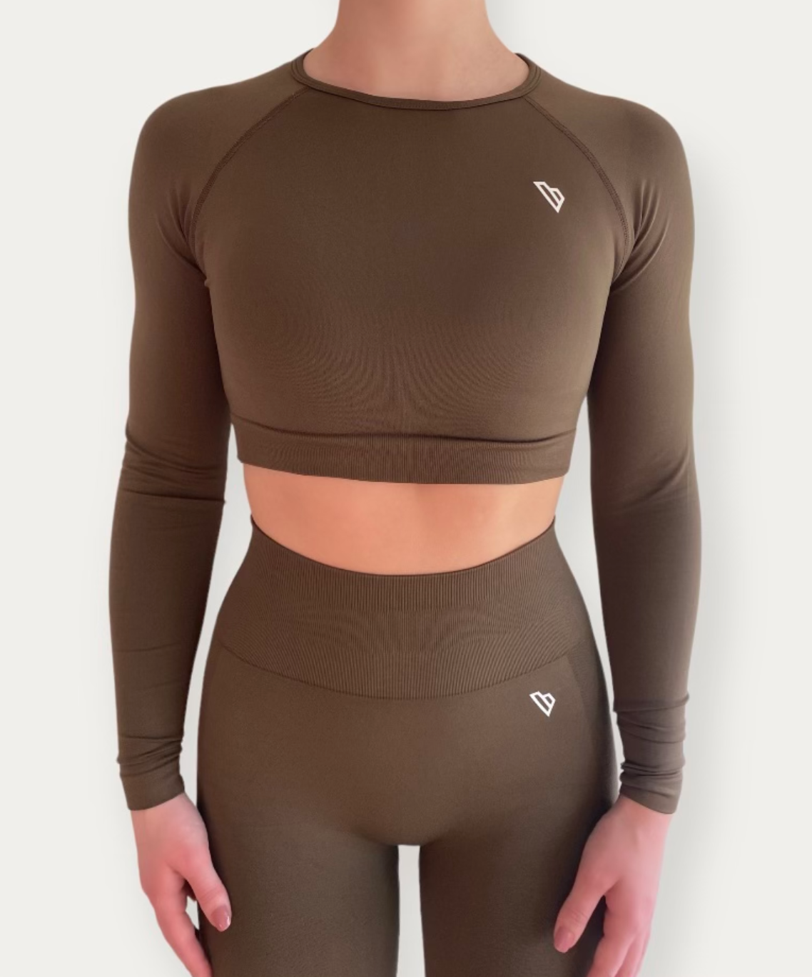 Instinct - Long Sleeve Crop Top in Brown