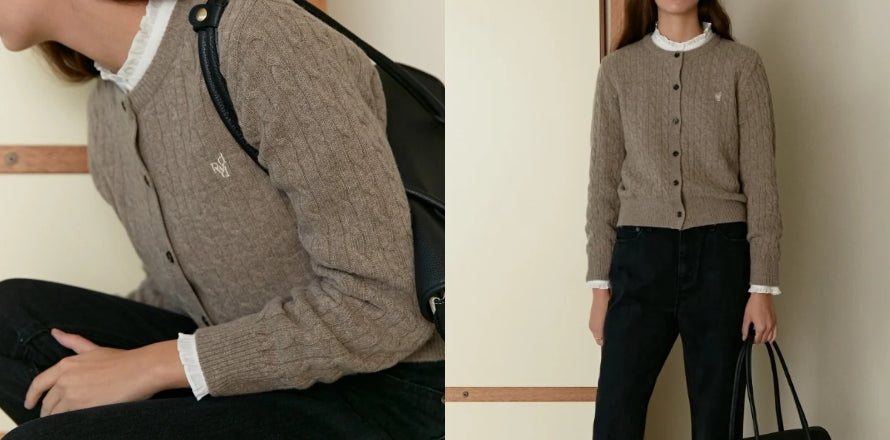 dpwd cable cardigan - oatmeal詳細画像1