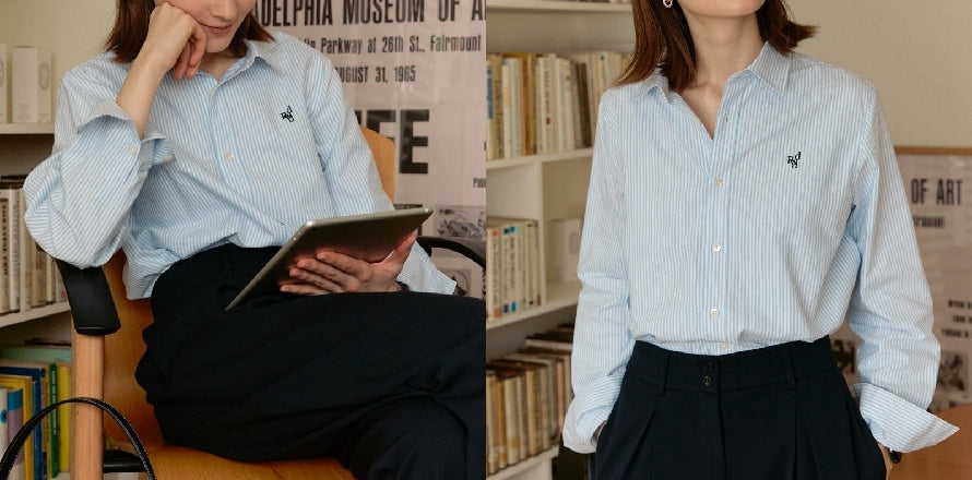 dpwd logo standard shirts - blue stripe詳細画像1