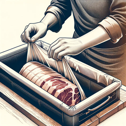 Coloque a carne na embalagem especial para dry aged da Ilustre Carne