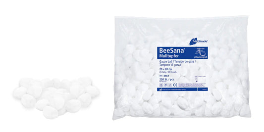BeeSana® Mulltupfer, ohne RöKo, steril, 30 x 40 cm, Rundform, 2+3 Stk