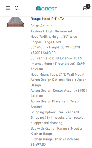 Fobest appliance order process