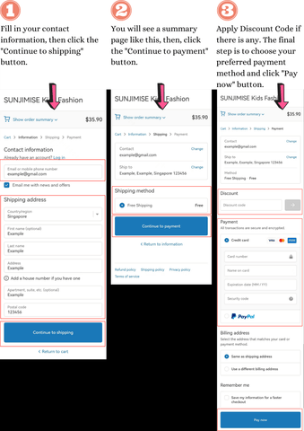 a guide of how to place an order on sunjimise.com