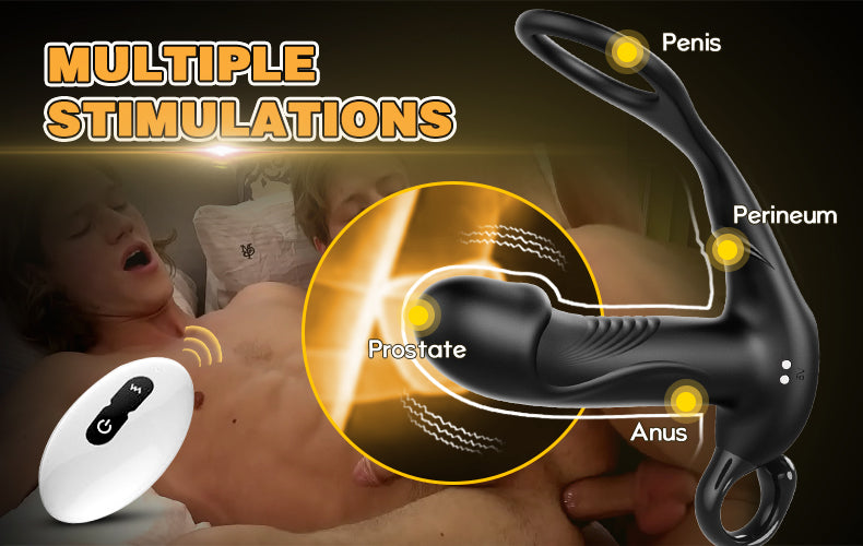 10 Masajeador de próstata con control remoto de empuje y vibración con bucle para el dedo