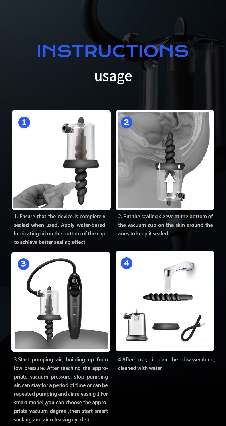 Propinkup Male Electric Anal Prostate Massager Vacuum Stimulation Silicone Butt Plug Pump10