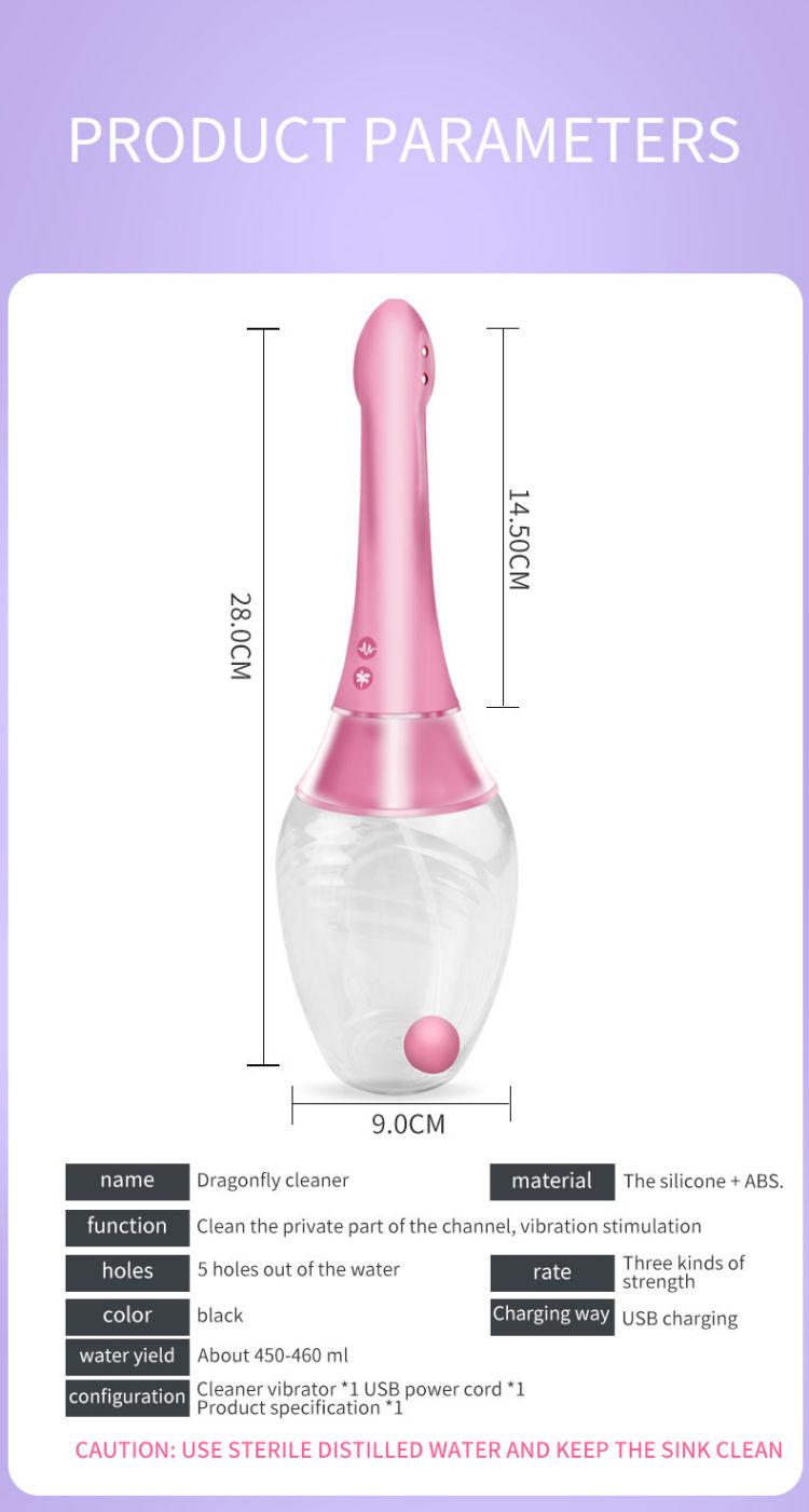 Electric Portable Anal Cleaner with 3 Speeds & 7 Vibration Modes Automatic Enema Douche