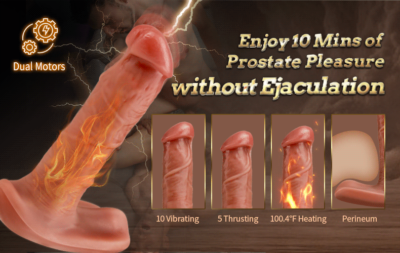 10 Vibrating & 5 Thrusting Lifelike Heating Dildo Prostate Massager With Remote Control