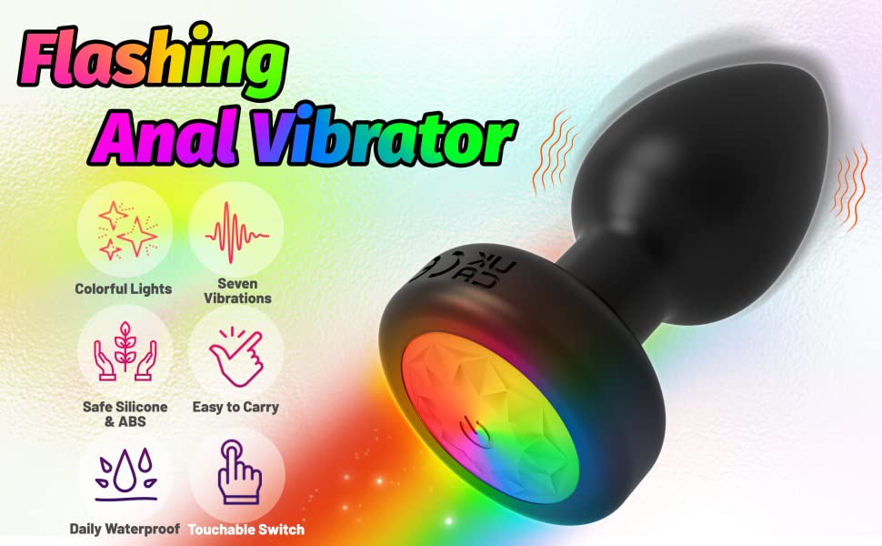 7 Vibrating LED Flashing Lighs Anal Plug With Remote Controller