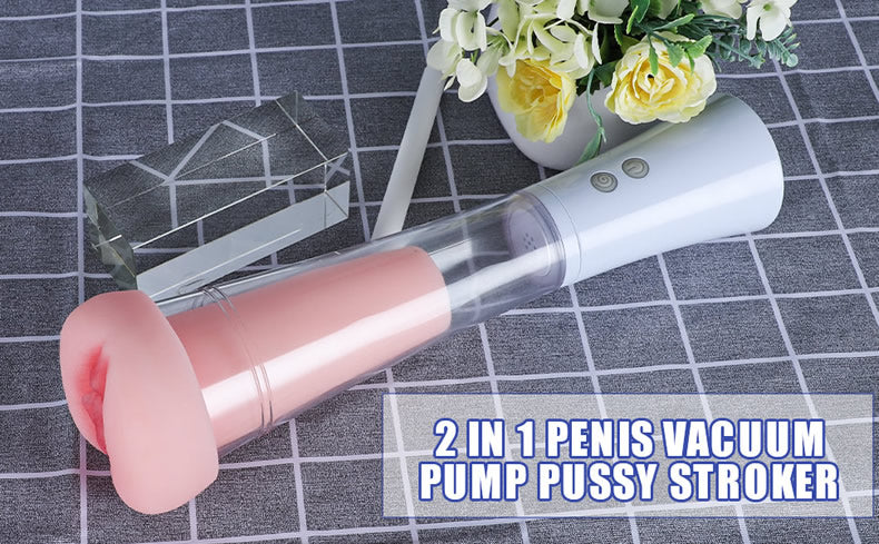 2 in 1 Penis Vacuum Pump Pussy Stroker Cock Enlargement