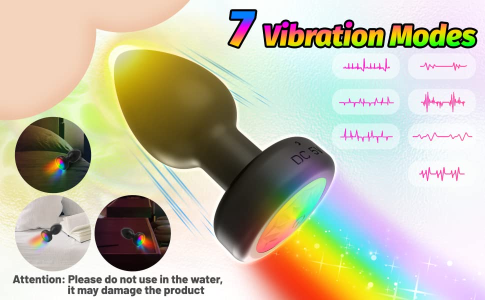 7 Vibrating LED Flashing Lighs Anal Plug With Remote Controller