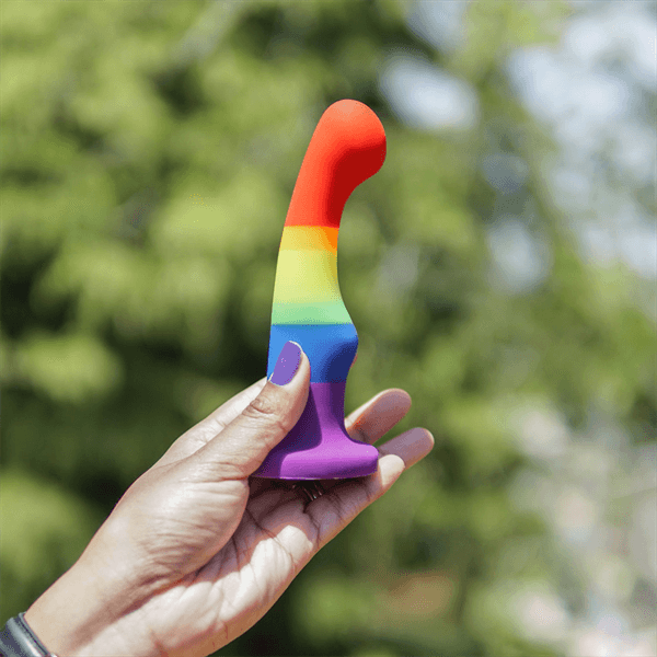 Consolador de arcoíris Pride de 6 pulgadas con ventosa, tapón anal, juguete sexual para adultos para parejas gay/lésbicas