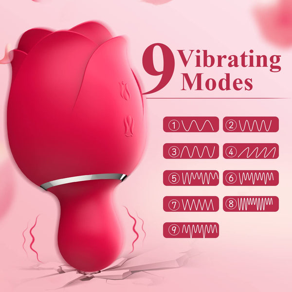 Saugender Vibrator mit 9 Vibrations- und 9 Schlagmodi, Rosenvibrator für Frauen