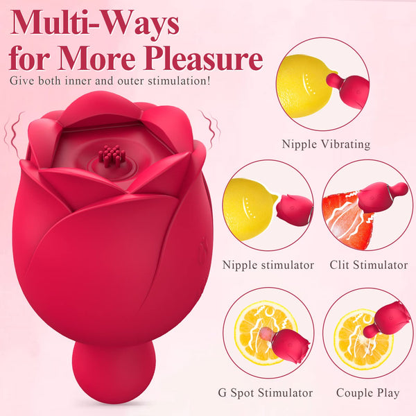 Sucking Virbrator with 9 Vibrating & 9 Flapping Modes Rose Vibrator for Women