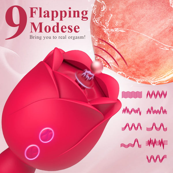 Vibrador de succión con 9 modos de vibración y 9 modos de aleteo Vibrador rosa para mujeres