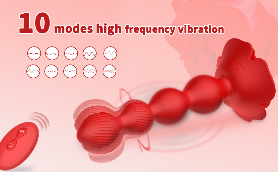 Analkugeln, 10 Dreh- und Vibrationsmodi, Prostata-Massagegerät, abgestuftes Silikondesign, Analvibratoren, Rosenspielzeug