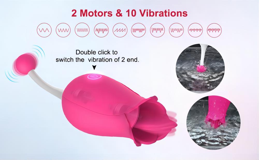 Vibrador rosa para lamer y punto G de alta frecuencia 2 en 1