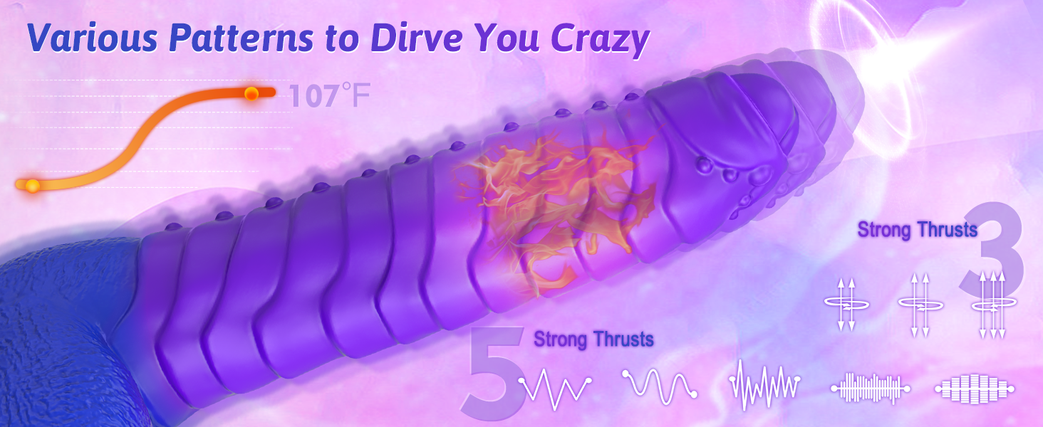 Consolador telescópico Absalom Caterpillar que cambia de Color con función de calentamiento inteligente y 3 empujes y 5 modos de vibración juguete sexual para mujer